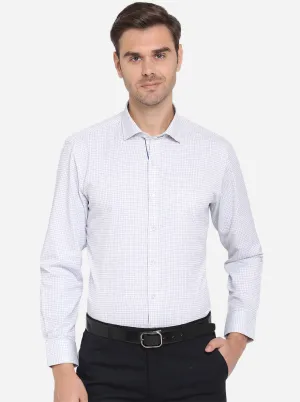 Off-White & Blue Checked Regular Fit Formal Shirt | Greenfibre