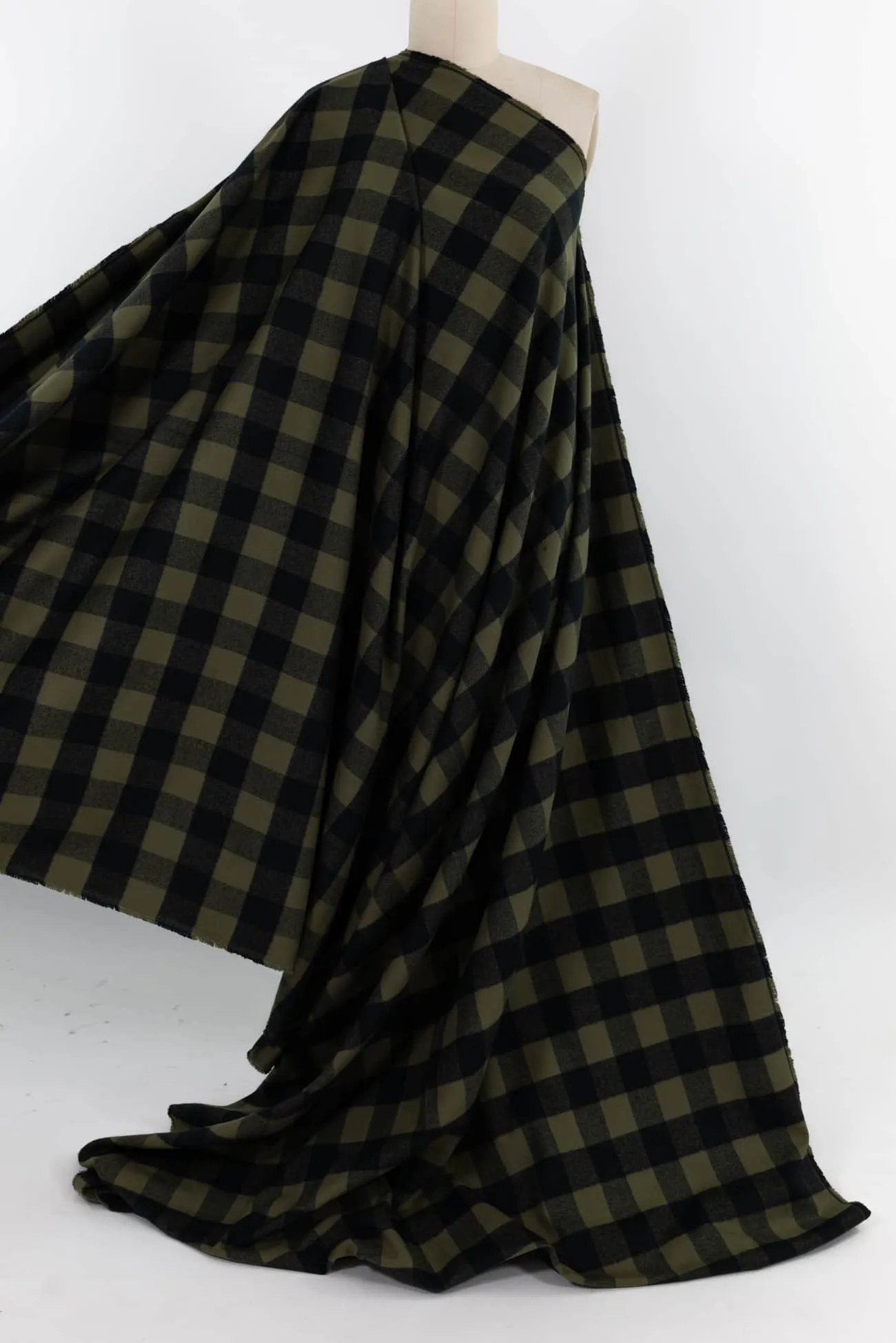 Olive Buffalo Checks Cotton Flannel Woven