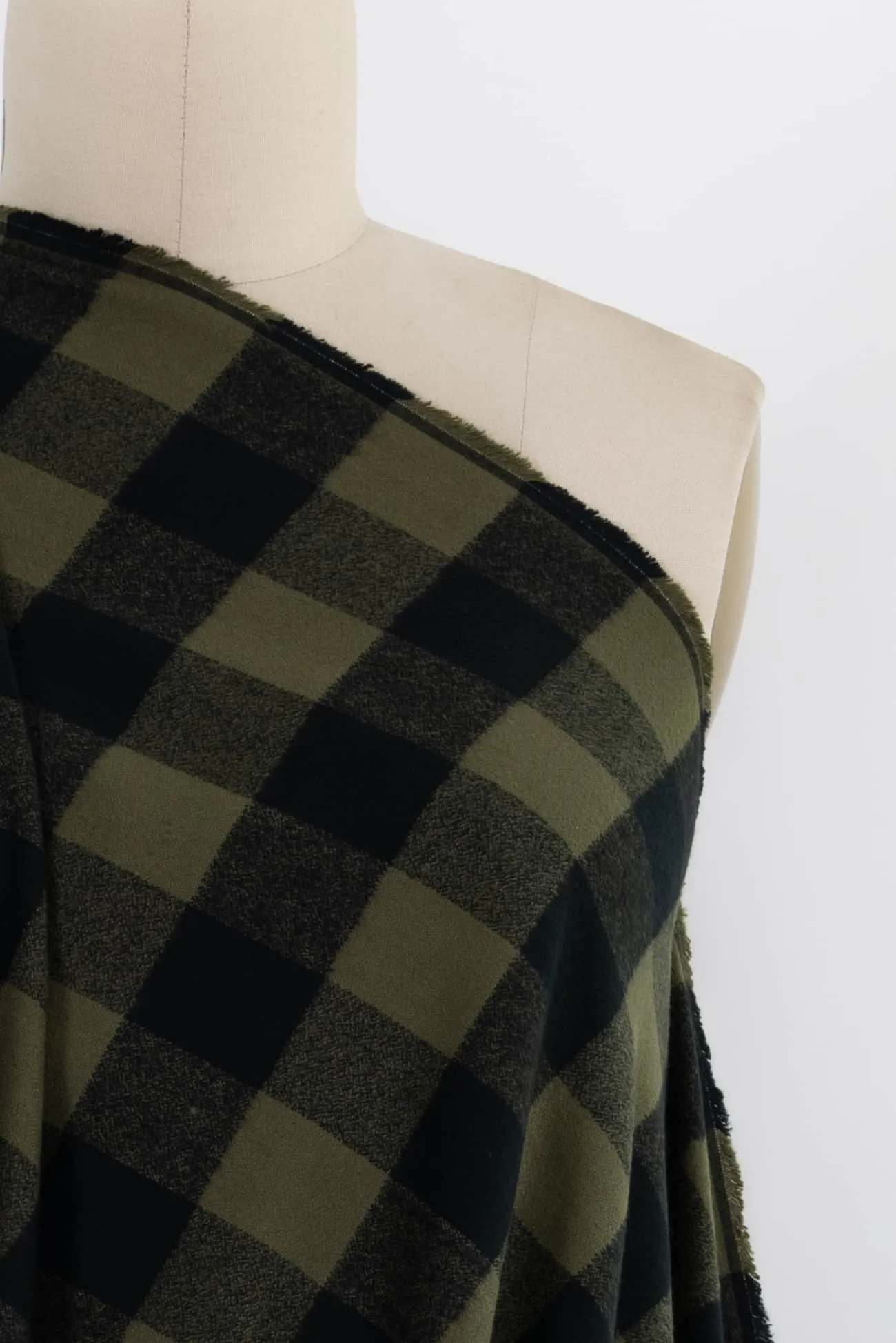 Olive Buffalo Checks Cotton Flannel Woven