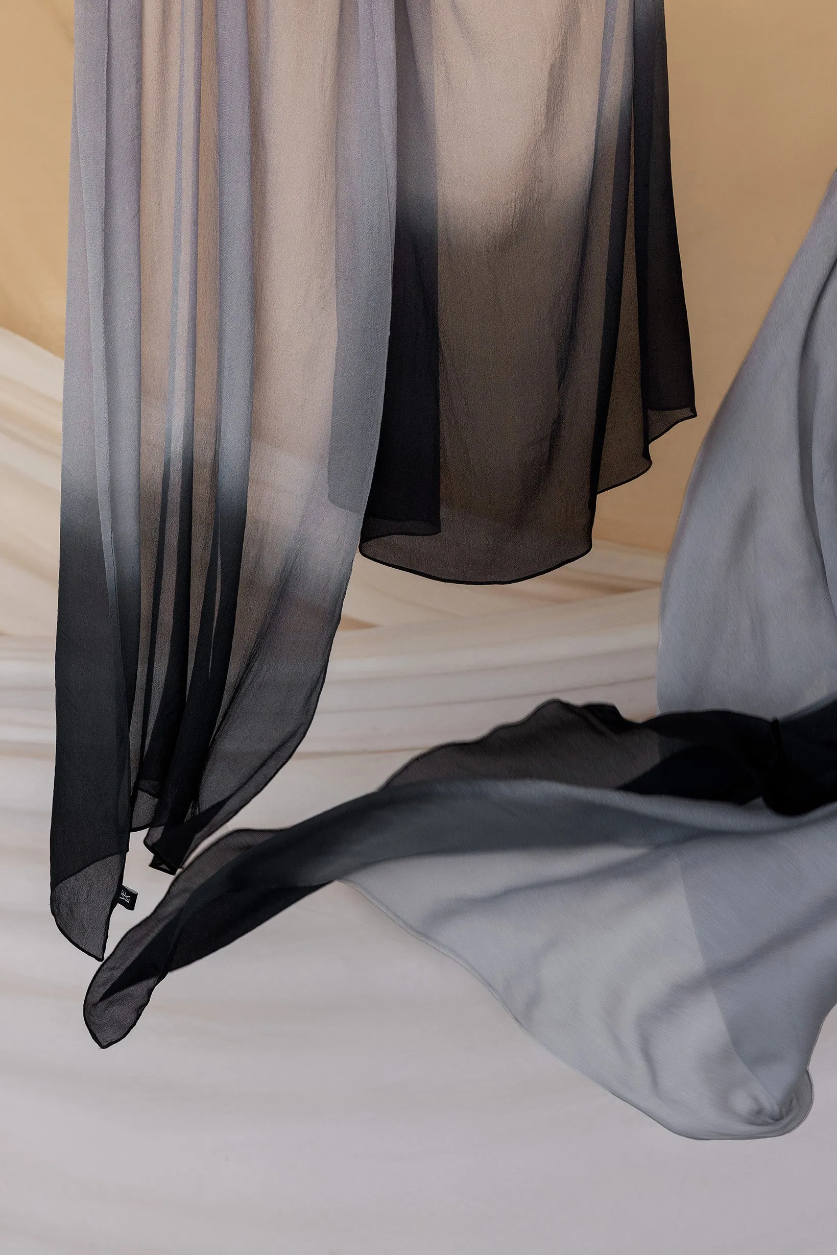 ombre grey silk chiffon