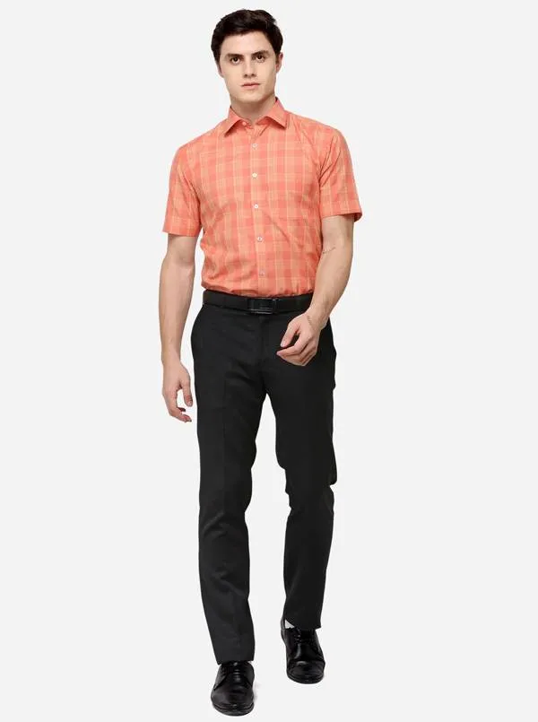 Orange & Yellow Checked Regular Fit Formal Shirt | Greenfibre