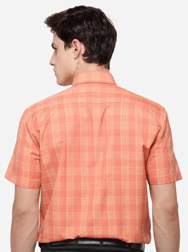 Orange & Yellow Checked Regular Fit Formal Shirt | Greenfibre