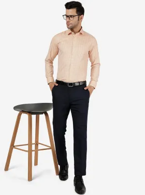 Orange Checked Regular Fit Formal Shirt | Greenfibre