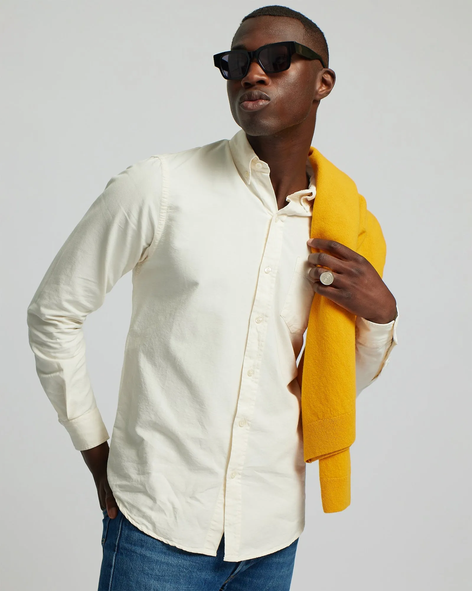 Organic Button Down Shirt - Ivory White