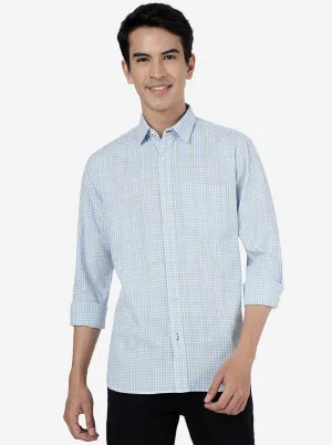 Oxford Blue Checked Slim Fit Casual Shirt | JadeBlue