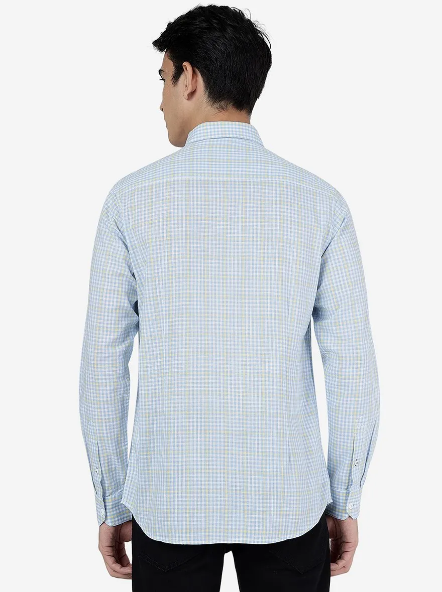 Oxford Blue Checked Slim Fit Casual Shirt | JadeBlue