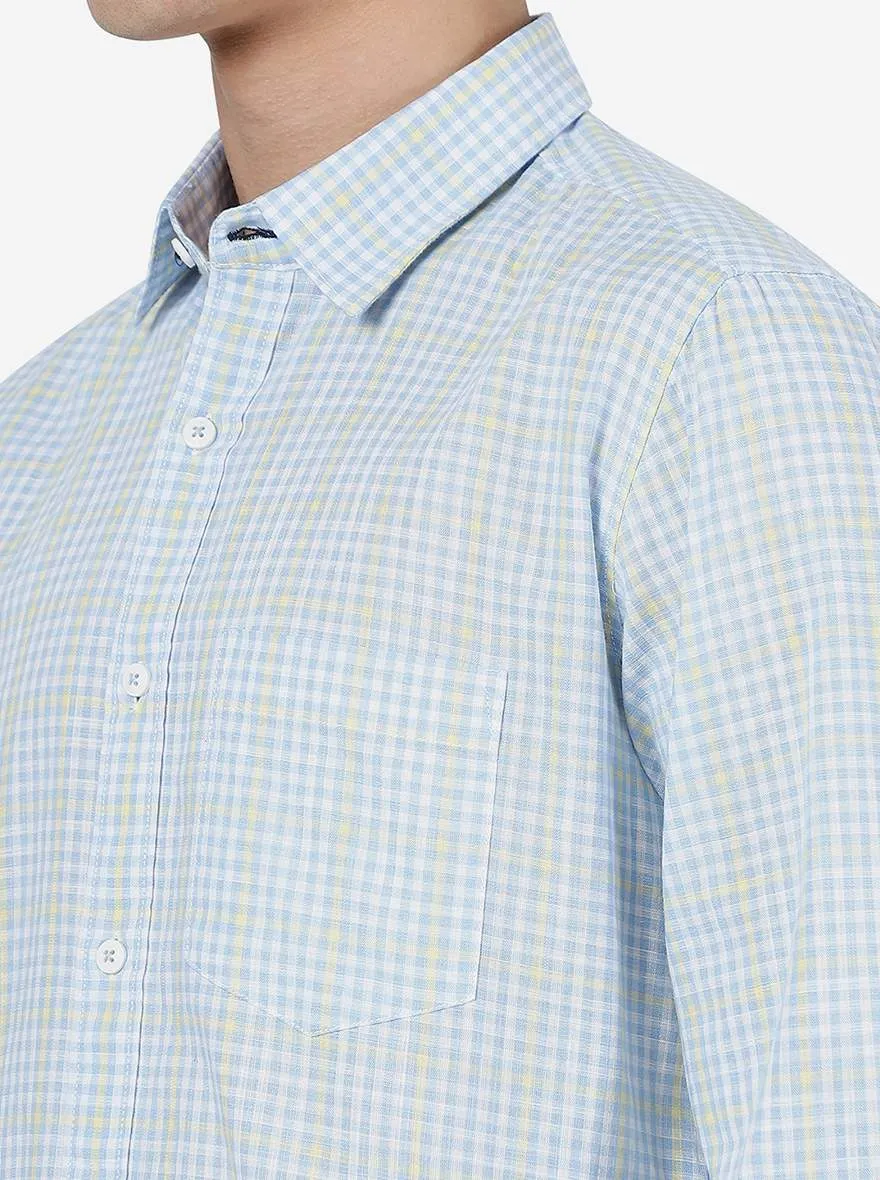 Oxford Blue Checked Slim Fit Casual Shirt | JadeBlue