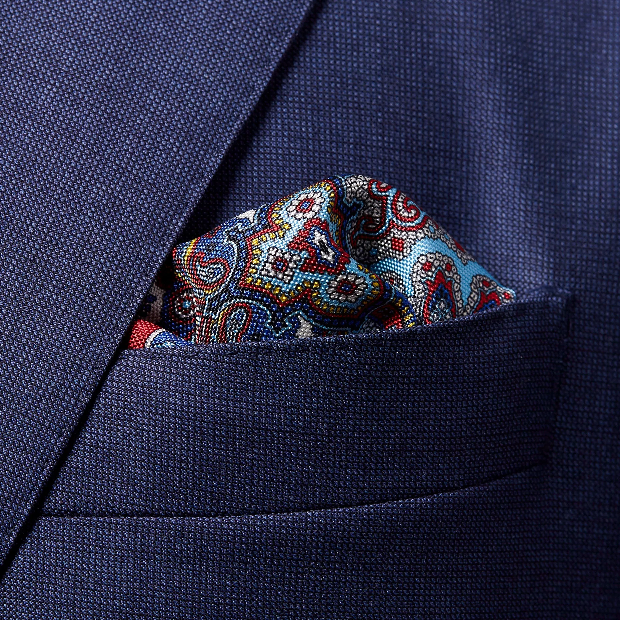 Paisley Silk Pocket Square Red