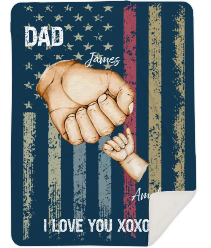 Personalised Fist Bump, Flag Fleece Blanket