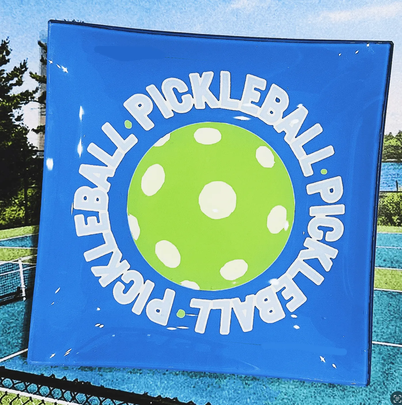 Pickleball Royal Blue Decoupage Glass Tray