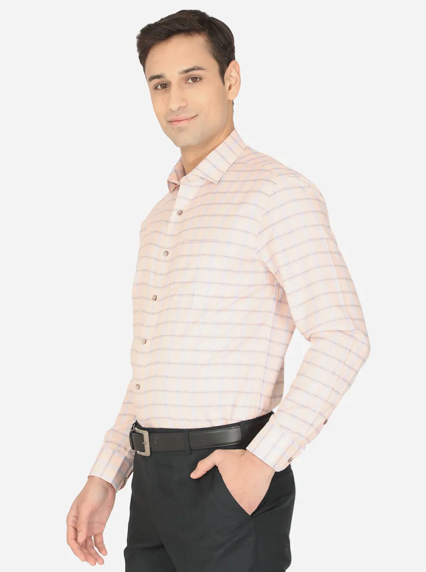 Pink & Blue Checked Regular Fit Formal Shirt | Greenfibre