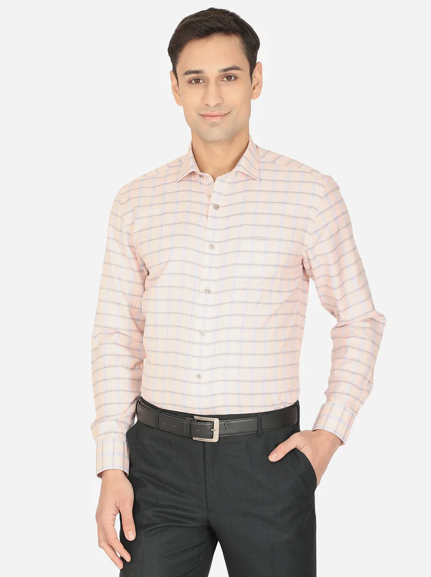 Pink & Blue Checked Regular Fit Formal Shirt | Greenfibre