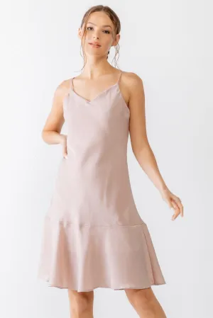 Pink Satin Strappy Flare Hem Mini Dress /2-2-2