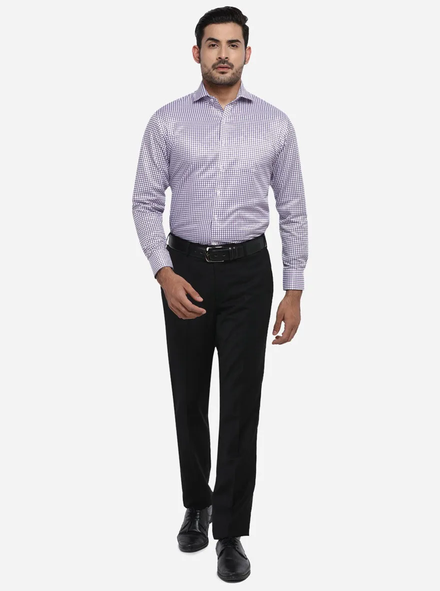 Purple & White Checked Regular Fit Formal Shirt | Greenfibre