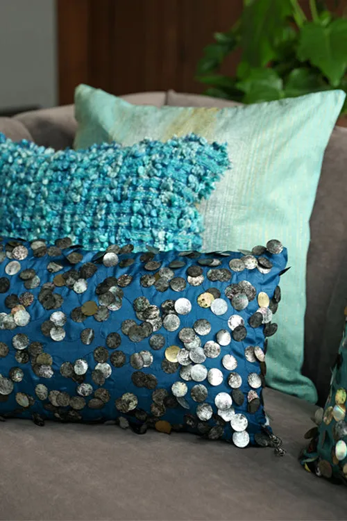 Ratna Embroidered Cushion-Topaz