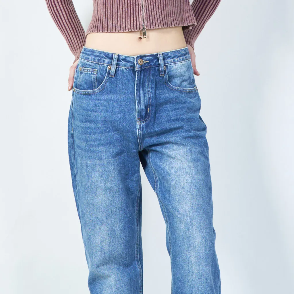 Relaxed fit faded denim jeans wholesale