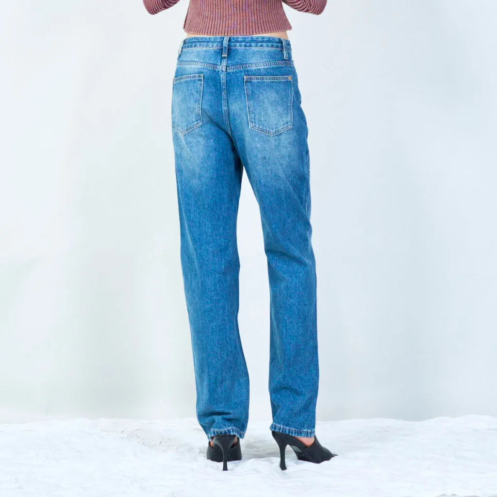 Relaxed fit faded denim jeans wholesale