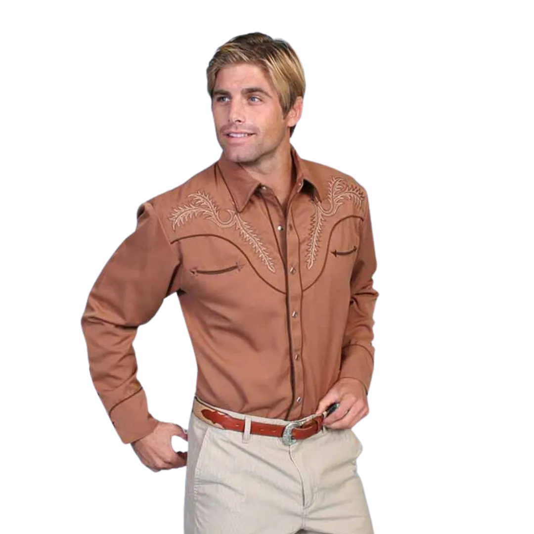 Scully Leathers Men's Bootstitch Brown Shirt