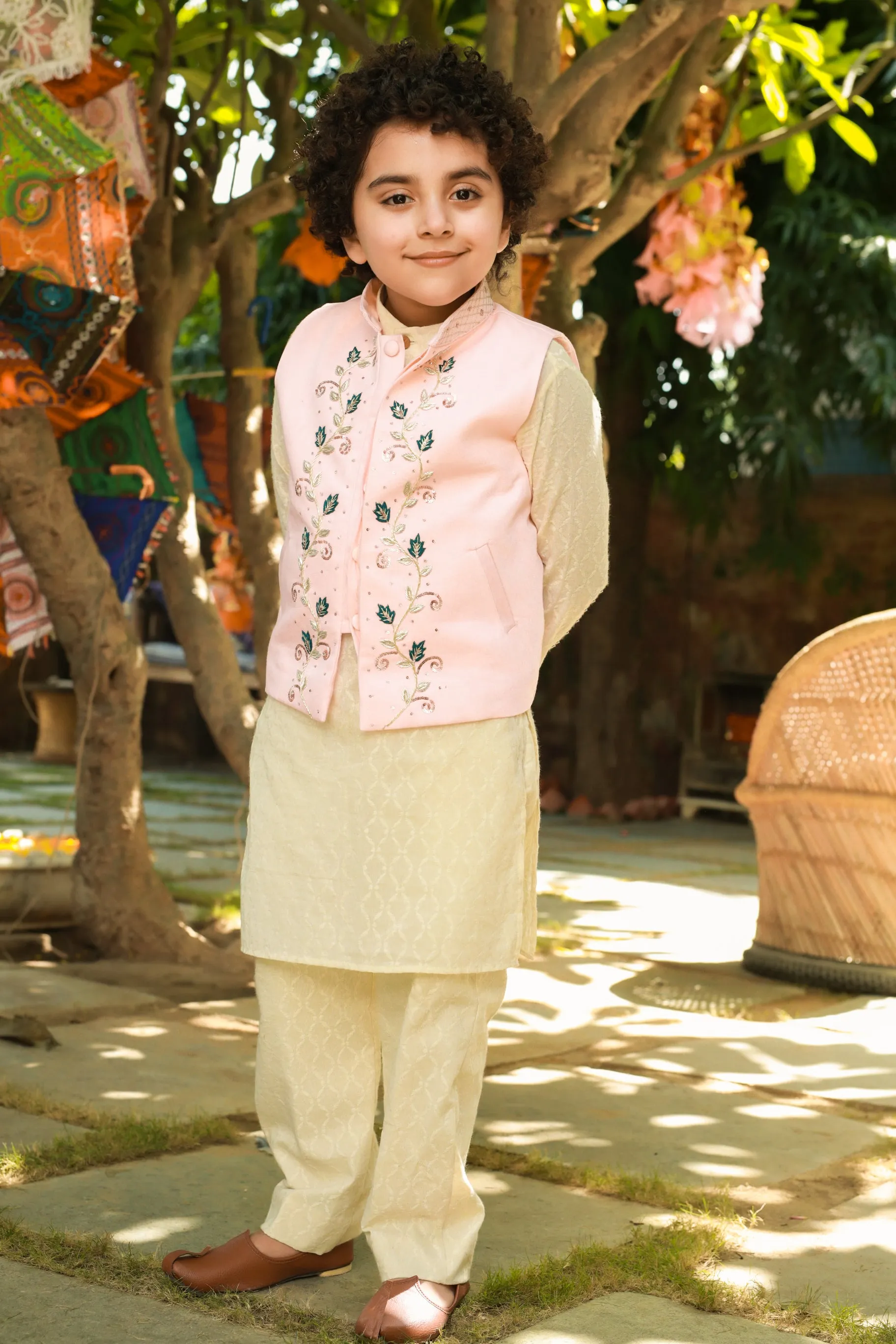 Shad - Vegan Silk Embroidered Nehru Jacket For Boys