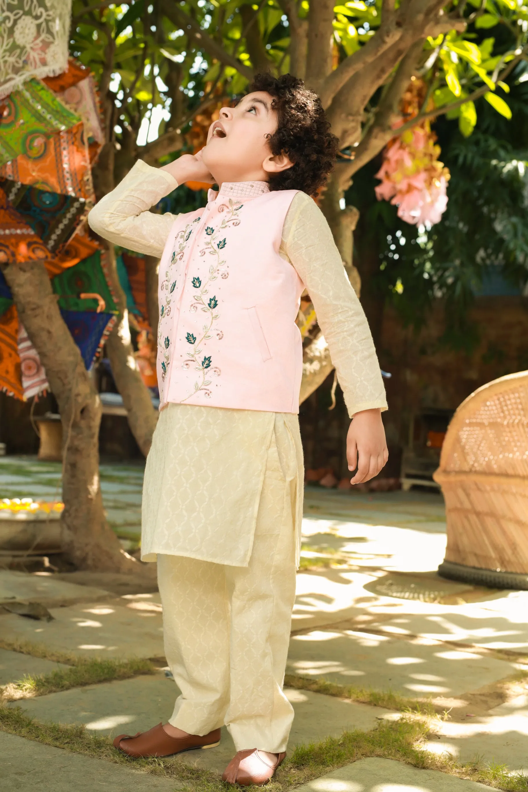 Shad - Vegan Silk Embroidered Nehru Jacket For Boys