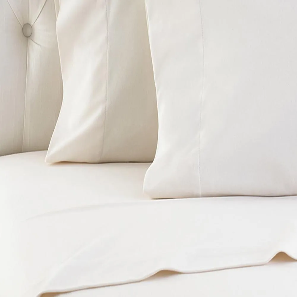 Shavel Micro Flannel High Quality Sheet Set - Twin XL Flat/Fitted Sheet 66x96"/81x39x14" Pillowcase 21x32" - Ivory.