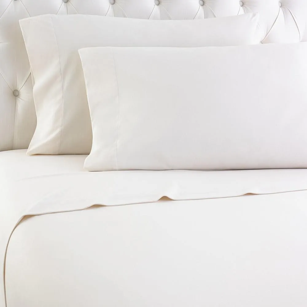 Shavel Micro Flannel High Quality Sheet Set - Twin XL Flat/Fitted Sheet 66x96"/81x39x14" Pillowcase 21x32" - Ivory.