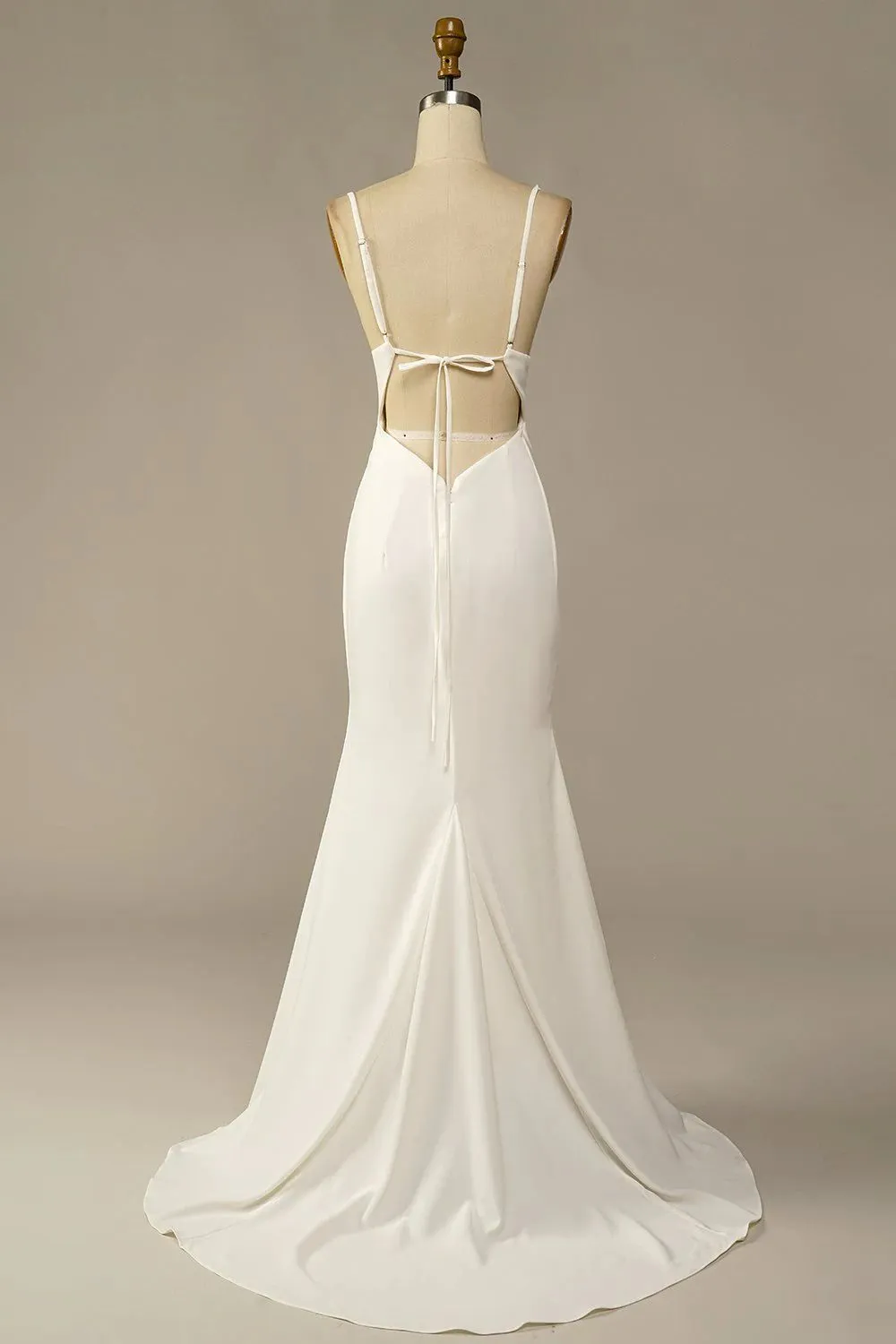 Simple Mermaid Low Back Silk Wedding Dress