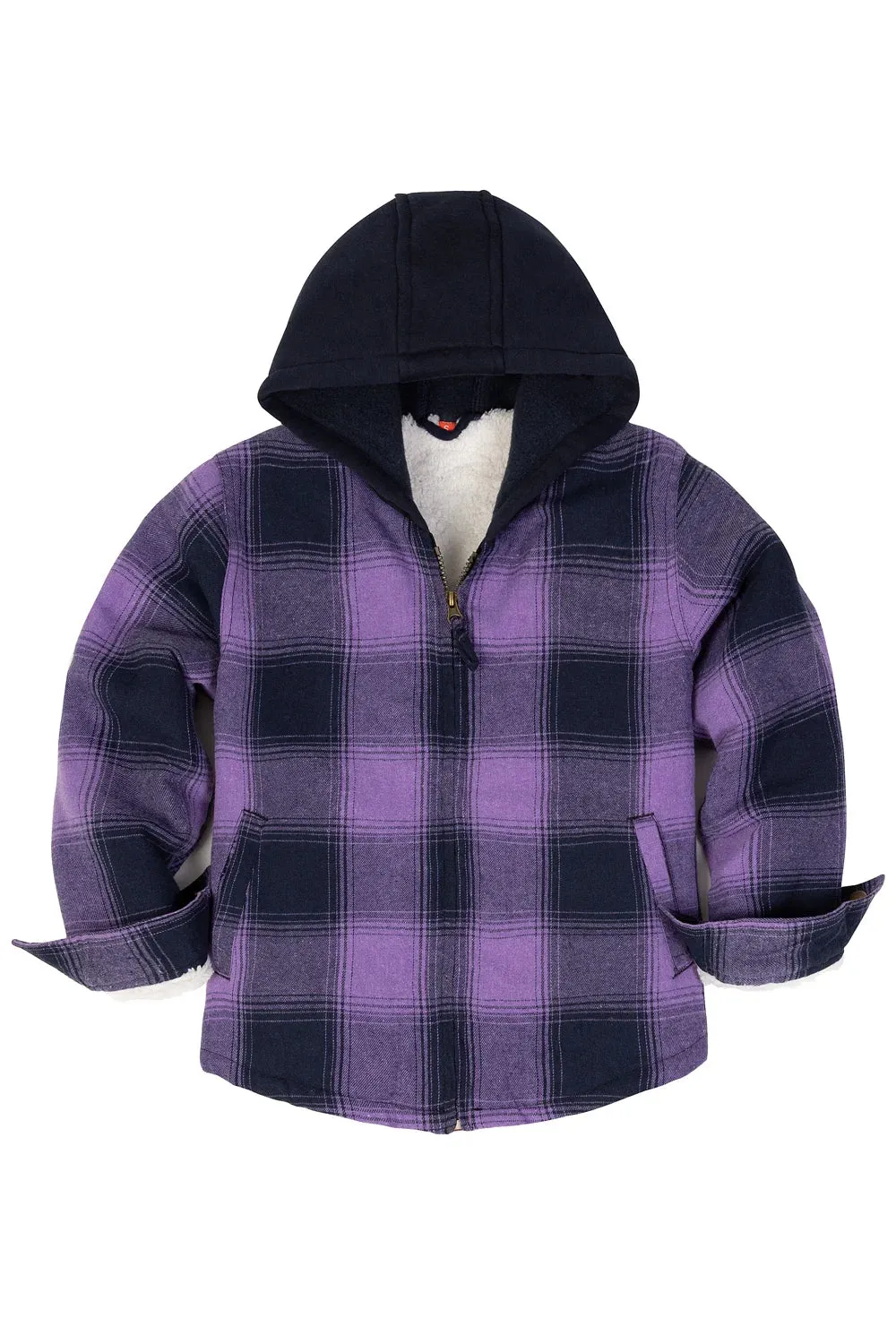 Toddler Boys and Girls Sherpa-Lined Full Zip Hooded Plaid Flannel Shirt