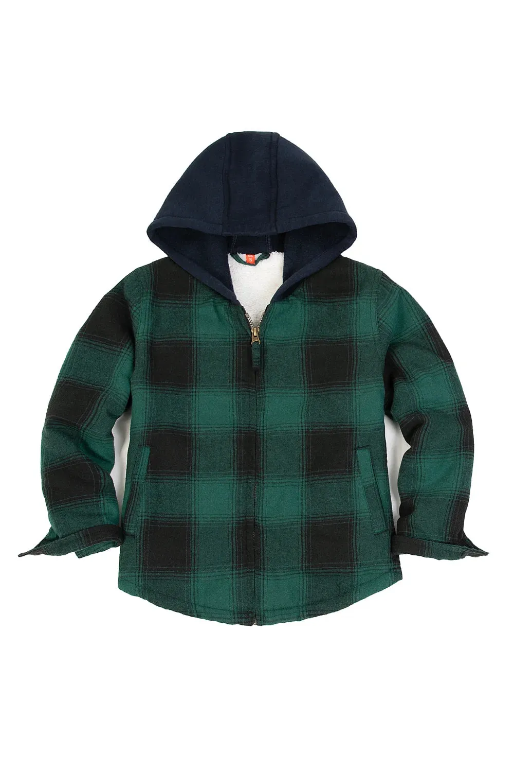 Toddler Boys and Girls Sherpa-Lined Full Zip Hooded Plaid Flannel Shirt