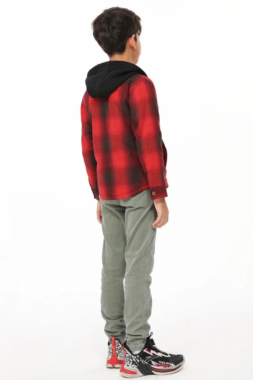 Toddler Boys and Girls Sherpa-Lined Full Zip Hooded Plaid Flannel Shirt