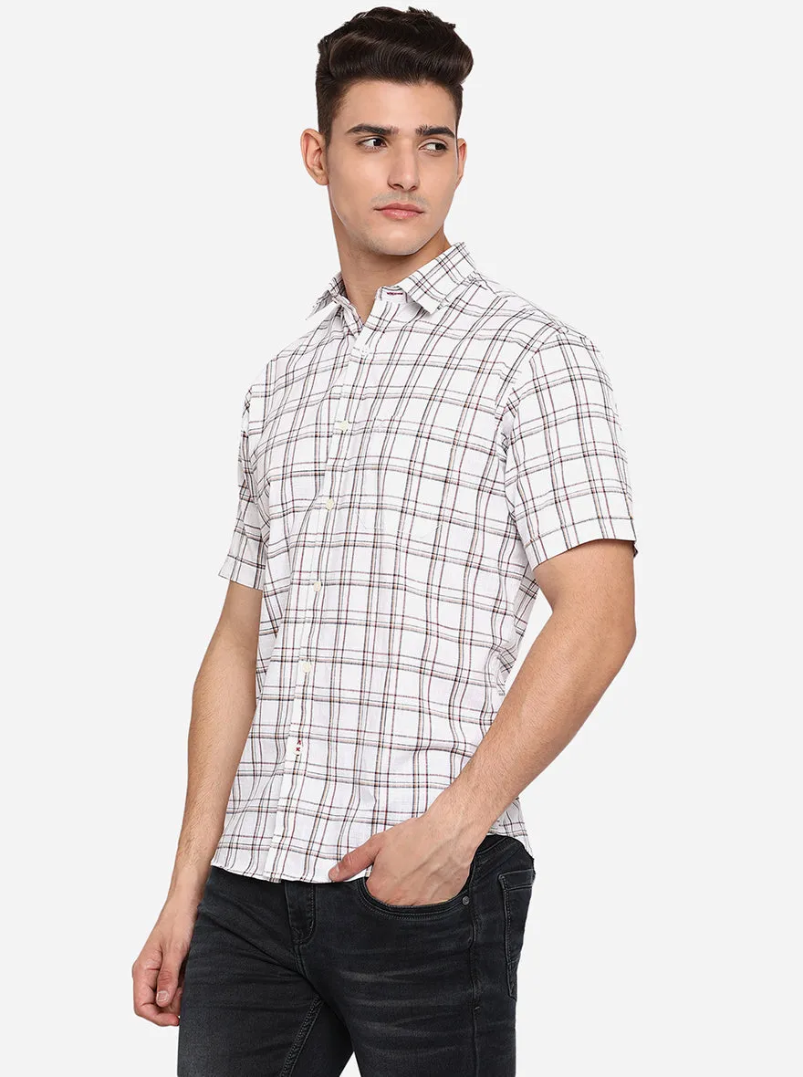 White Checked Classic Fit Casual Shirt | Greenfibre