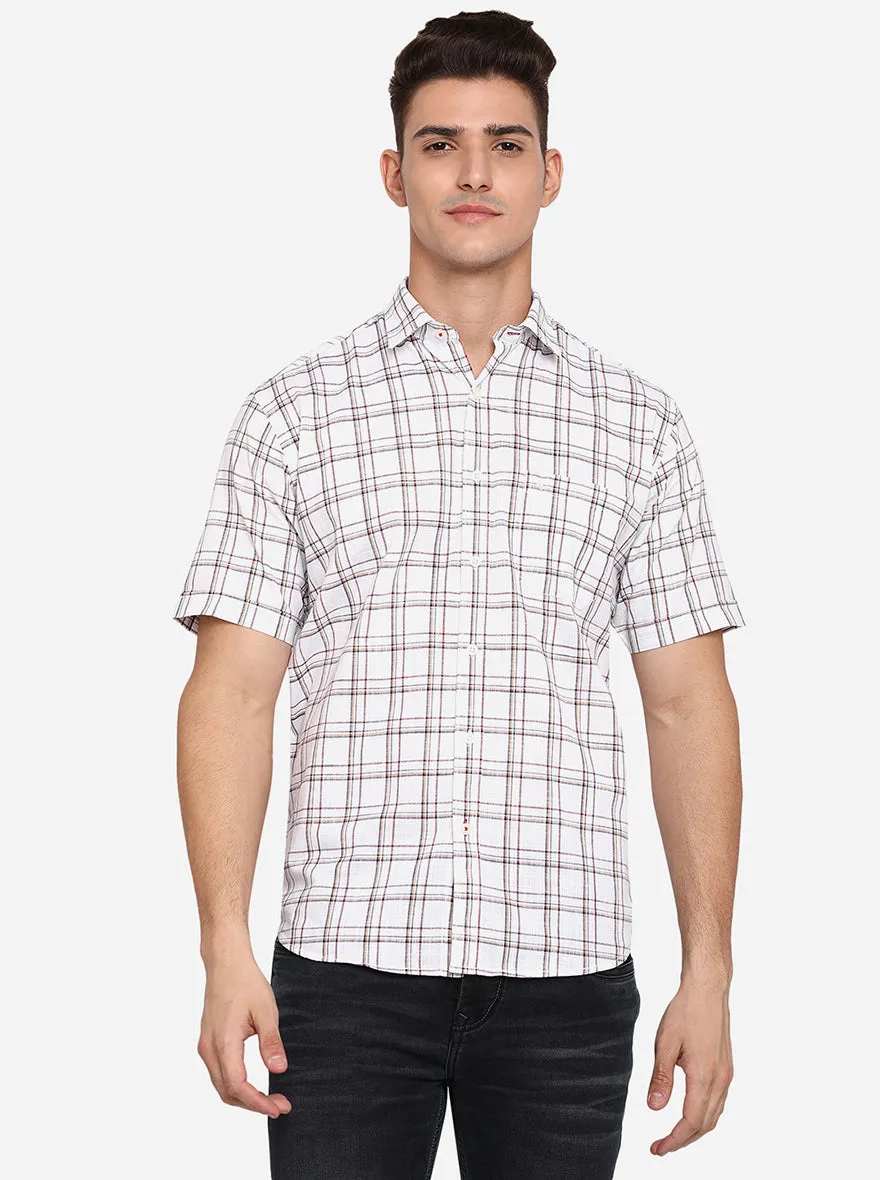 White Checked Classic Fit Casual Shirt | Greenfibre