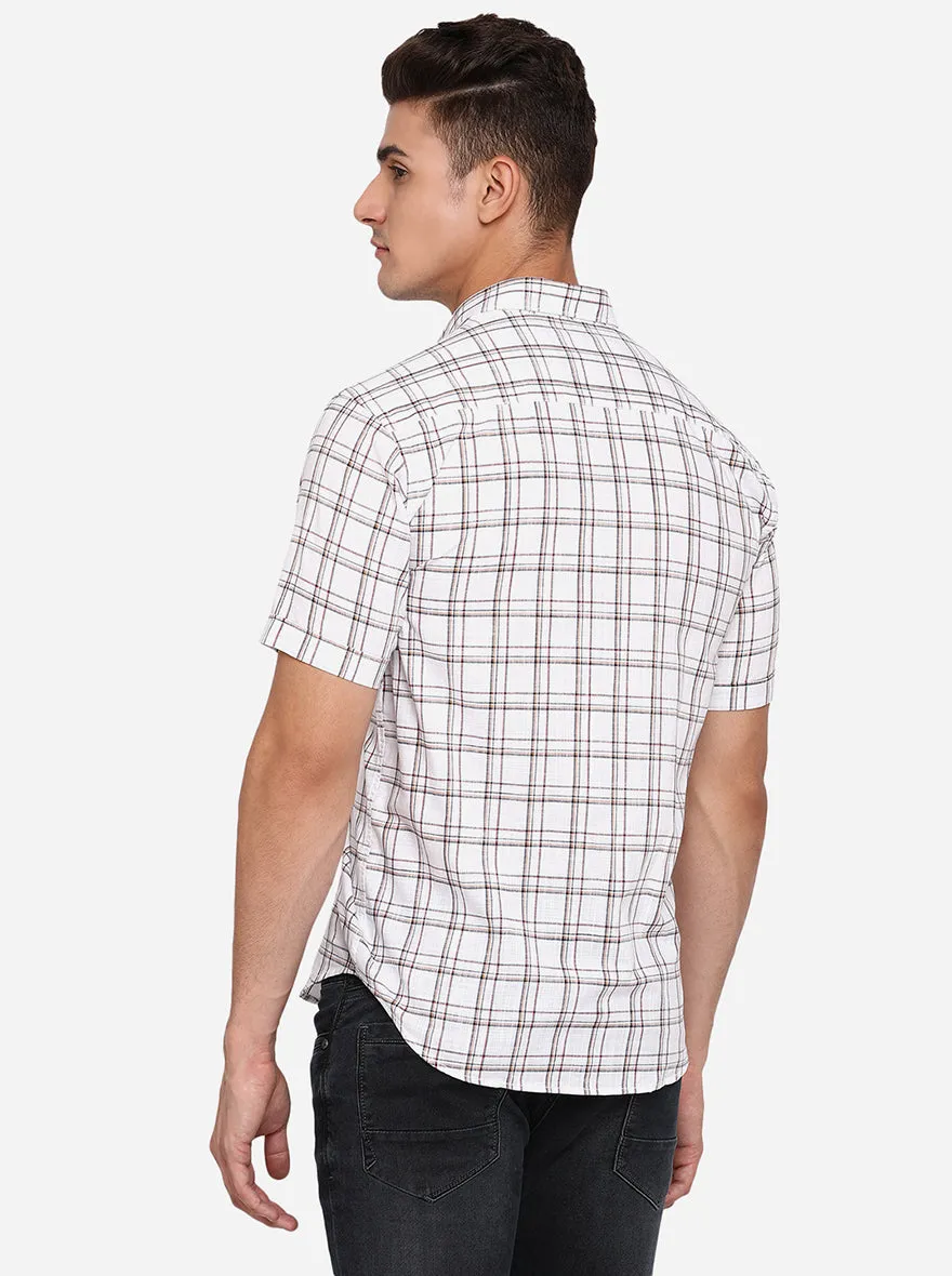 White Checked Classic Fit Casual Shirt | Greenfibre