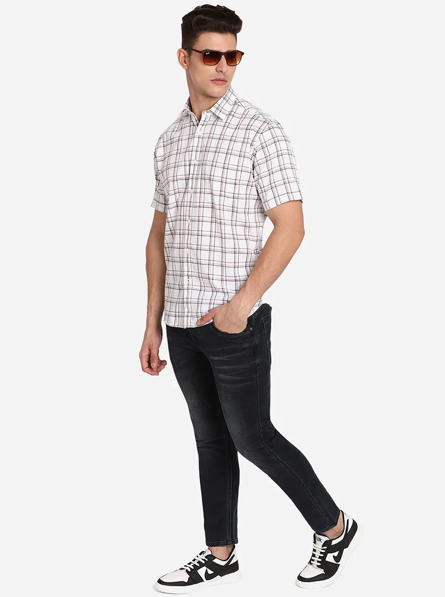 White Checked Classic Fit Casual Shirt | Greenfibre