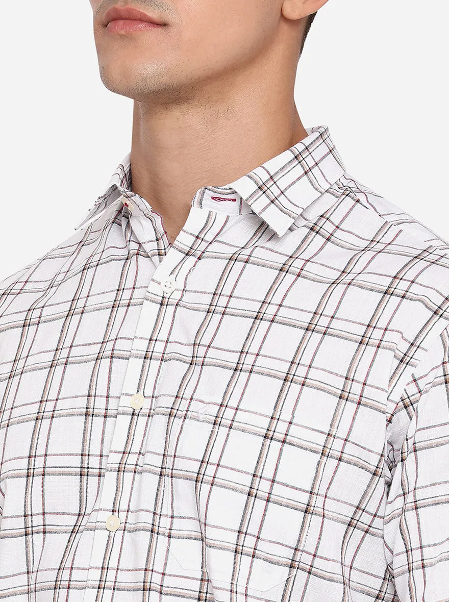 White Checked Classic Fit Casual Shirt | Greenfibre