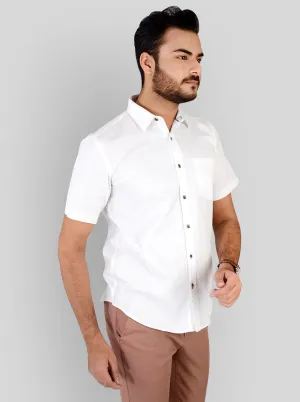 White Checked Slim Fit Casual Shirt | Greenfibre