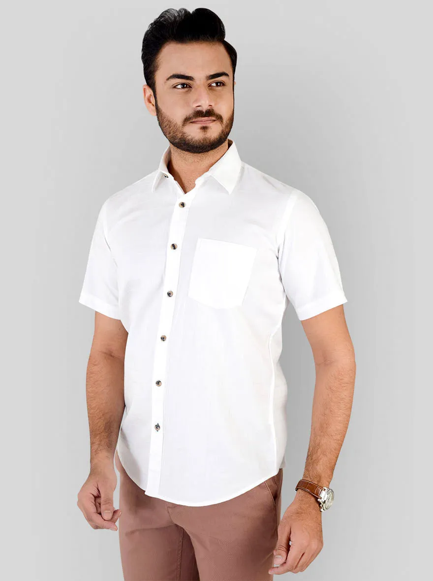 White Checked Slim Fit Casual Shirt | Greenfibre