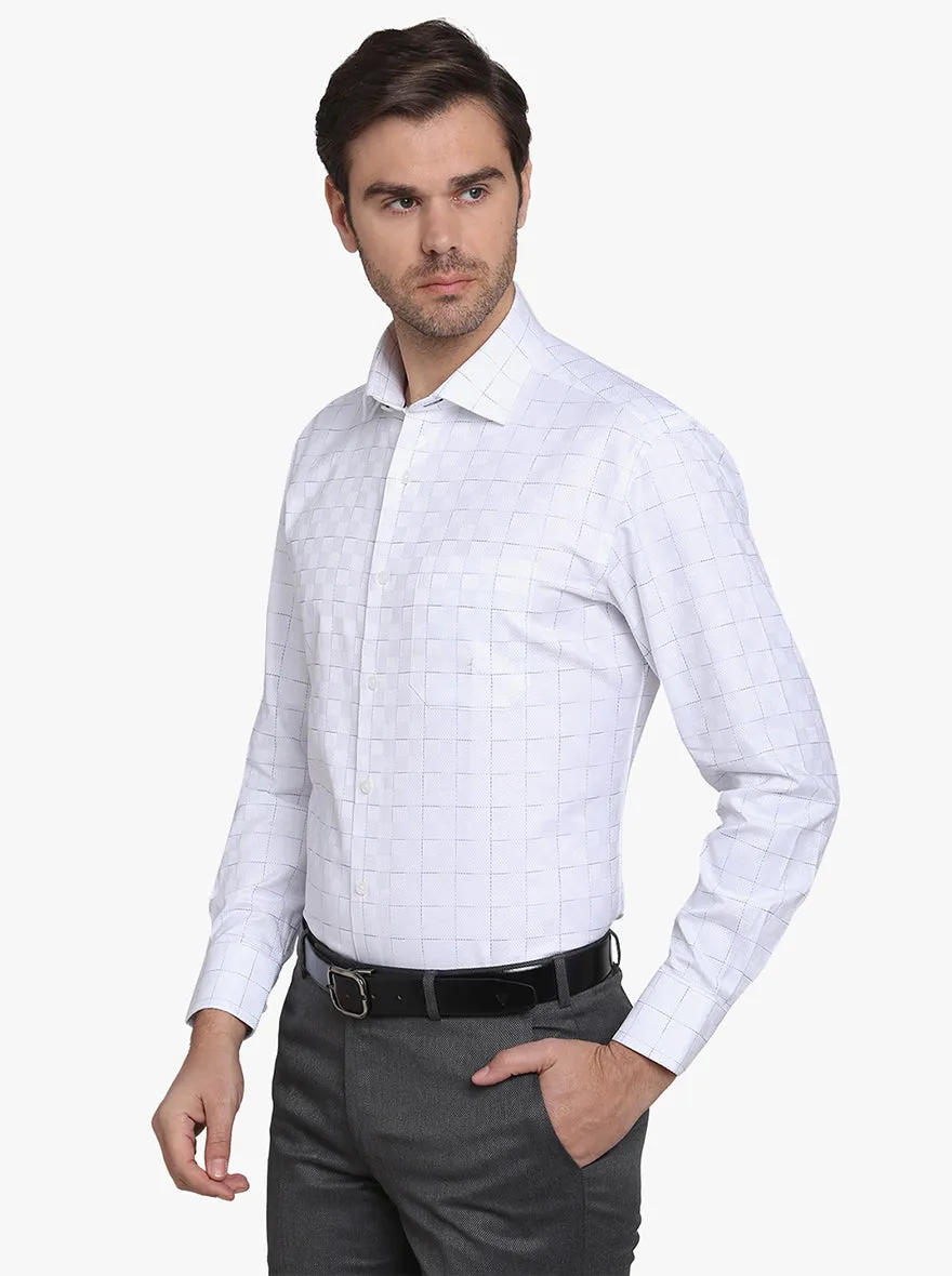 White Checked Slim Fit Formal Shirt  | Metal