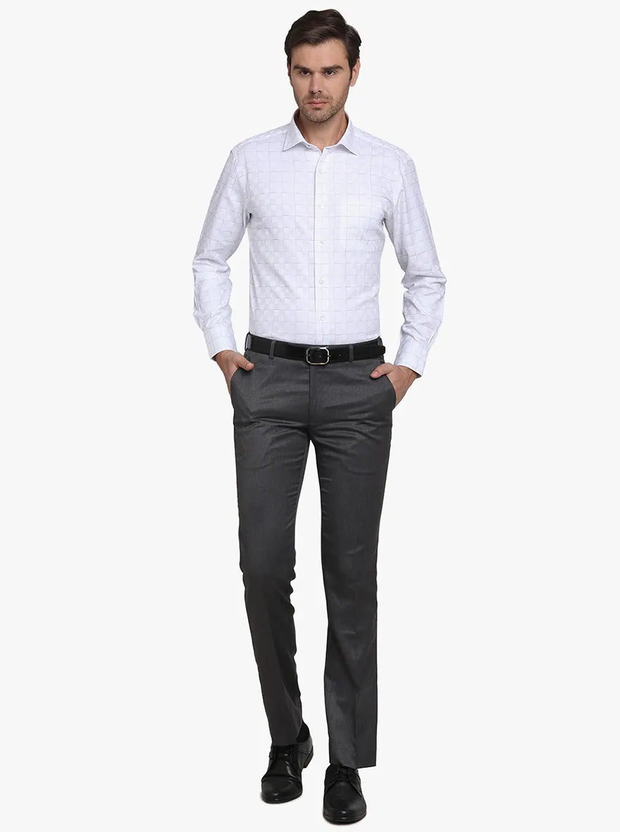 White Checked Slim Fit Formal Shirt  | Metal