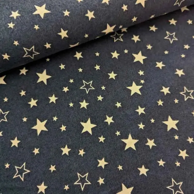 White Stars on Navy FLANNEL,  Cozy Cotton Flannel