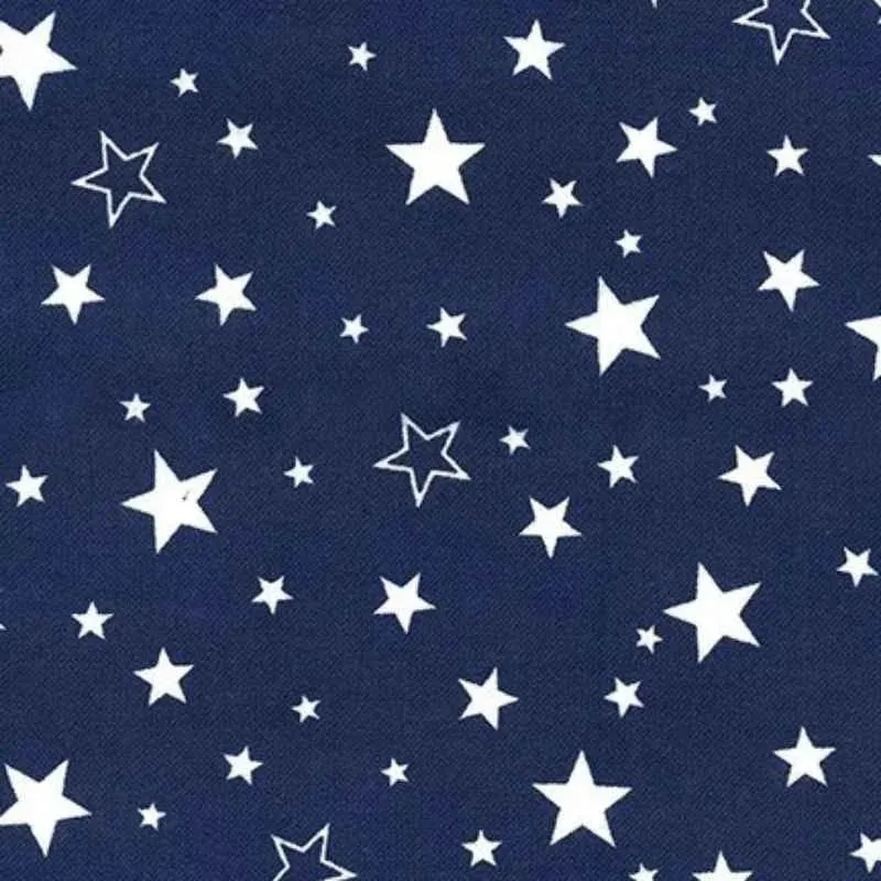 White Stars on Navy FLANNEL,  Cozy Cotton Flannel