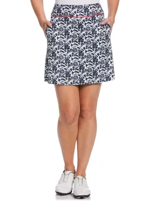 Womens Allover Tropical Floral Print Skort