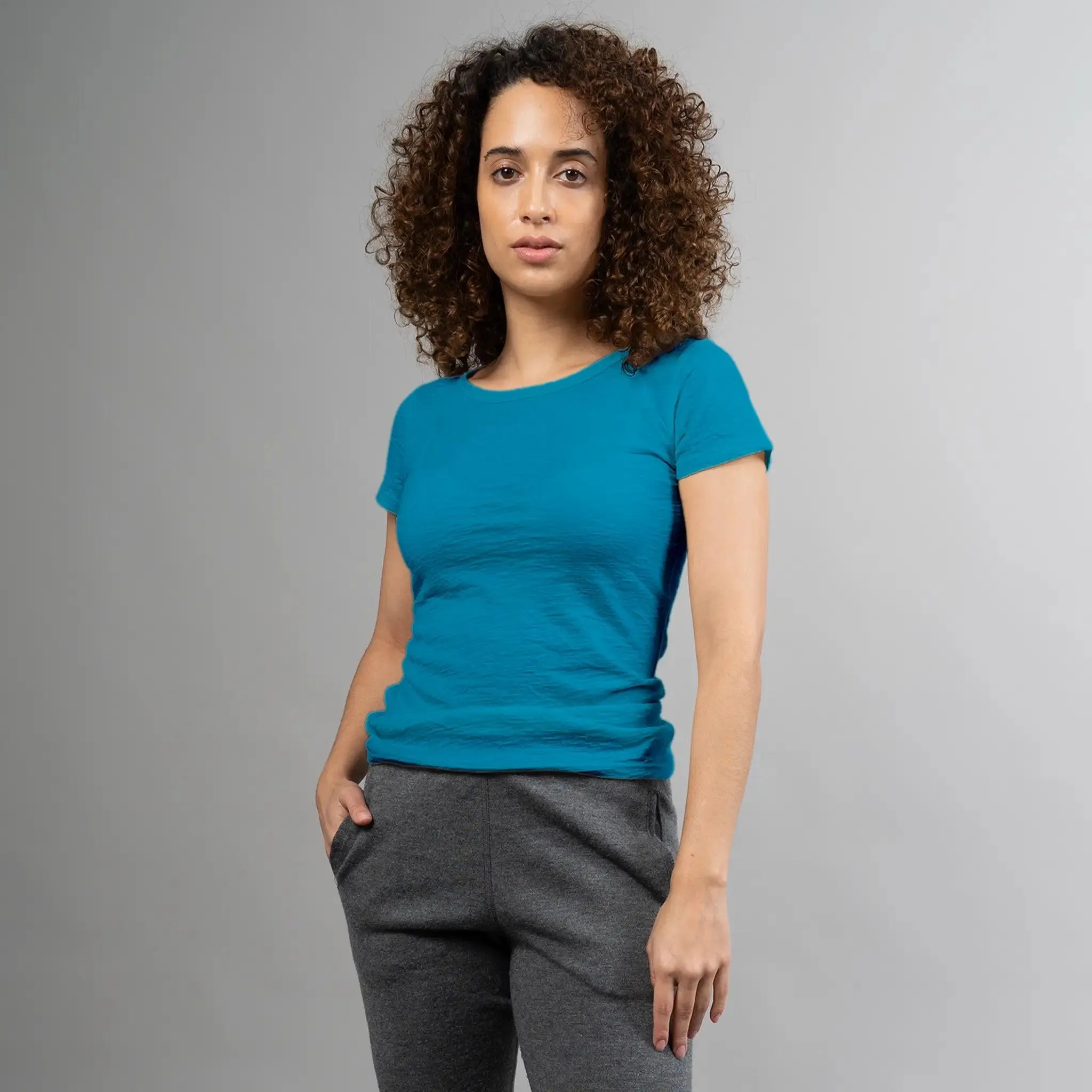 Women's Alpaca Wool T-Shirt: 160 Ultralight Crew Neck