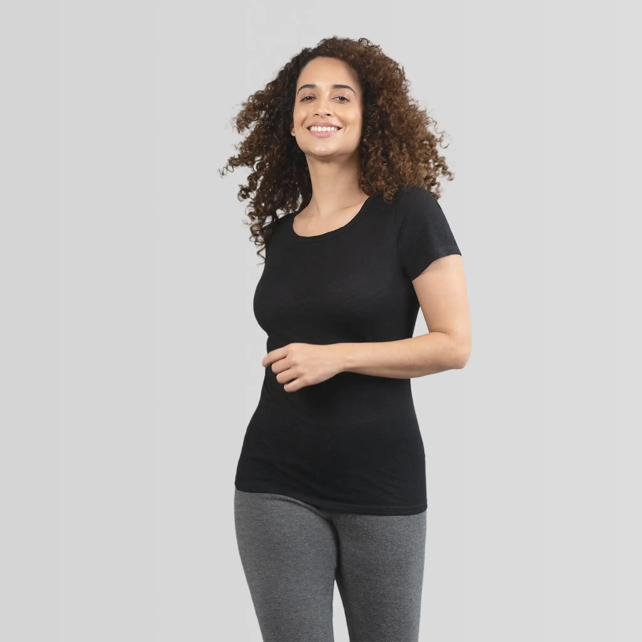 Women's Alpaca Wool T-Shirt: 160 Ultralight Crew Neck