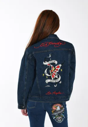 Womens Love Is Mystery Denim Jacket - Indigo