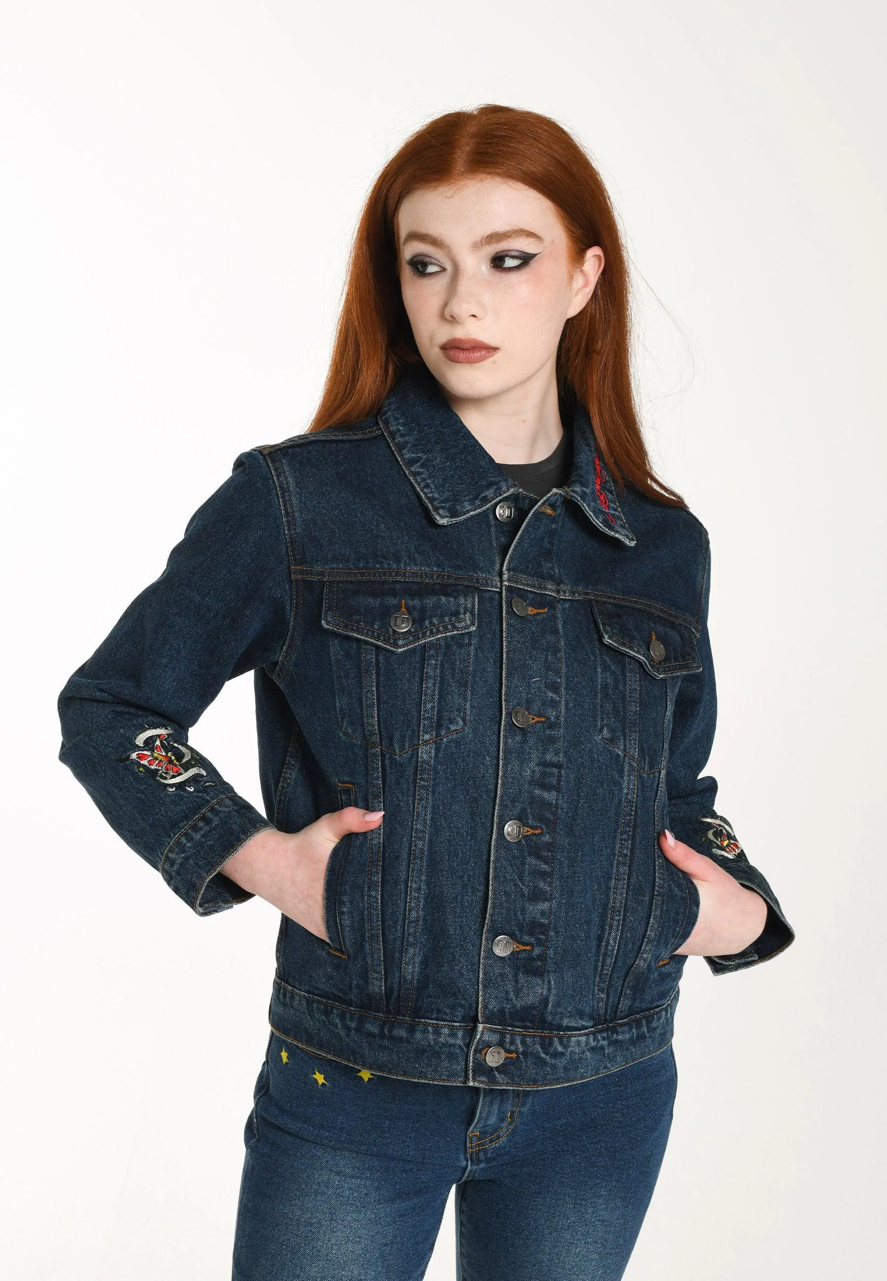 Womens Love Is Mystery Denim Jacket - Indigo