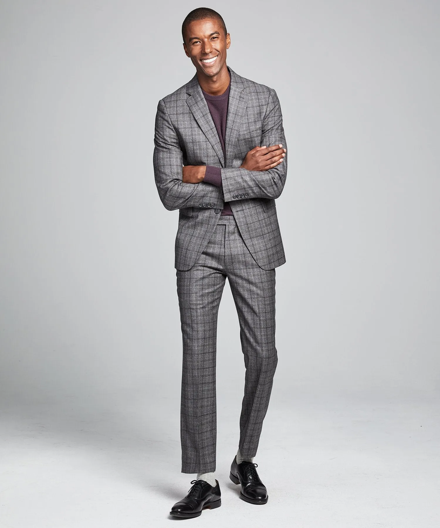 Wool Glen Plaid Sutton Suit in Grey