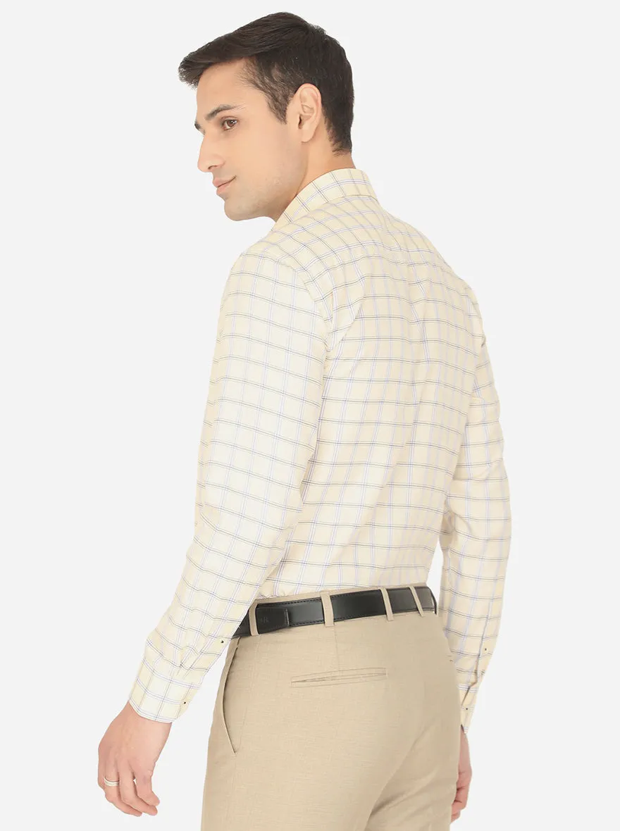 Yellow & Blue Checked Regular Fit Formal Shirt | Greenfibre