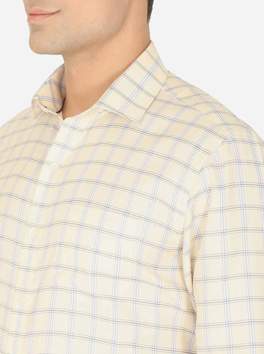 Yellow & Blue Checked Regular Fit Formal Shirt | Greenfibre