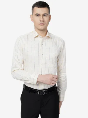 Yellow Checked Slim Fit Formal Shirt | Metal